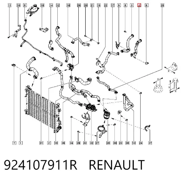 Mangueira do radiador de aquecedor (de forno), linha de combustível de retorno 924107911R Renault (RVI)