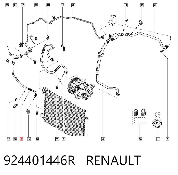Mangueira de aparelho de ar condicionado, desde o radiador até o vaporizador 924401446R Renault (RVI)