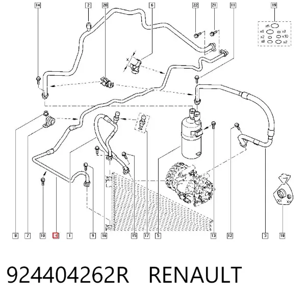 Mangueira de aparelho de ar condicionado, desde o radiador até o vaporizador 924404262R Renault (RVI)