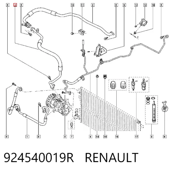 Mangueira de aparelho de ar condicionado, desde o vaporizador até o compressor 924540019R Renault (RVI)