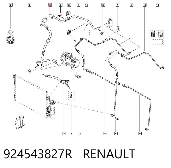 Mangueira de aparelho de ar condicionado, desde o vaporizador até o compressor 924543827R Renault (RVI)