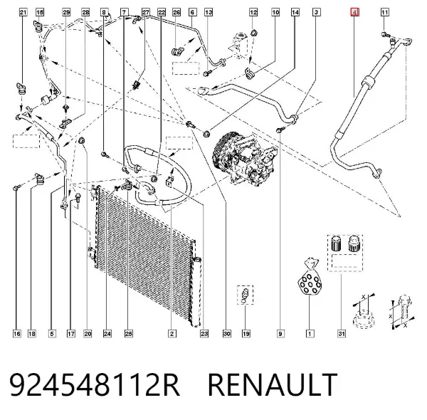 Mangueira de aparelho de ar condicionado, desde o vaporizador até o compressor 924548112R Renault (RVI)
