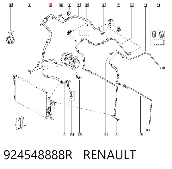 Mangueira de aparelho de ar condicionado, desde o vaporizador até o compressor 924548888R Renault (RVI)