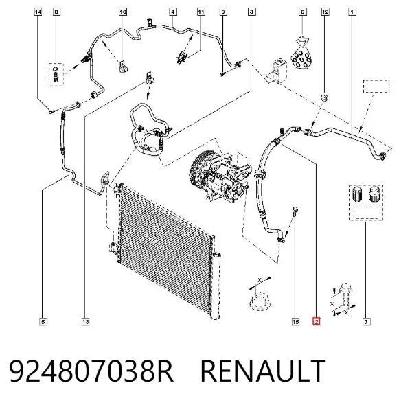 Mangueira de aparelho de ar condicionado, desde o vaporizador até o compressor 924807038R Renault (RVI)