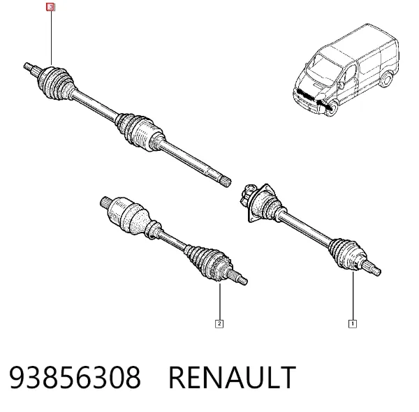 Semieixo (acionador) dianteiro direito 93856308 Renault (RVI)
