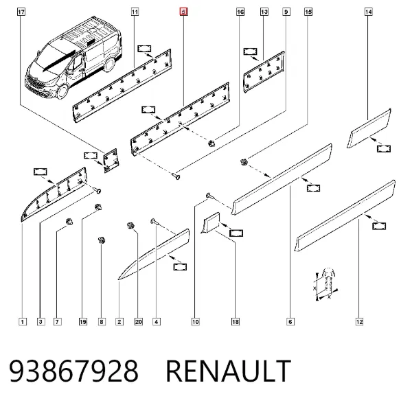 Moldura da porta lateral (deslizante) 93867928 Renault (RVI)