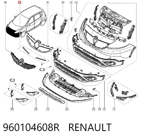 Moldura de grelha do radiador 960104608R Renault (RVI)