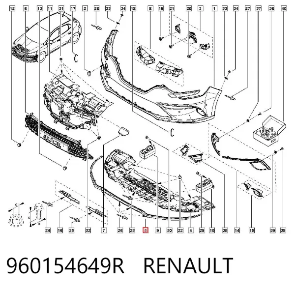 Spoiler do pára-choque dianteiro 960154649R Renault (RVI)