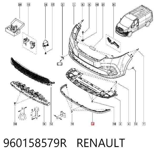 Spoiler do pára-choque dianteiro 960158579R Renault (RVI)