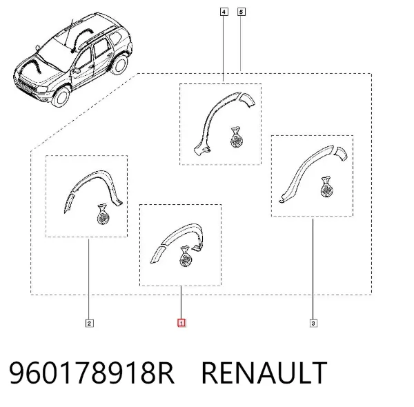 Extensão (moldura) do arco da roda dianteira, conjunto 960178918R Renault (RVI)