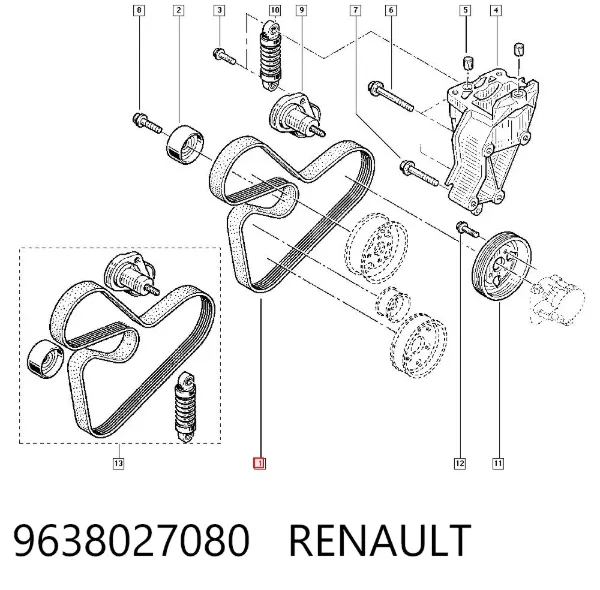 Correia dos conjuntos de transmissão 9638027080 Renault (RVI)