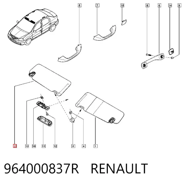 Pala contra o sol 964000837R Renault (RVI)