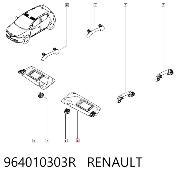 Pala contra o sol 964010303R Renault (RVI)