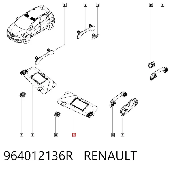 Pala contra o sol 964012136R Renault (RVI)