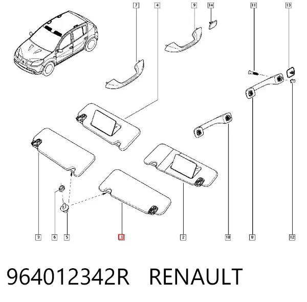 Pala contra o sol 964012342R Renault (RVI)