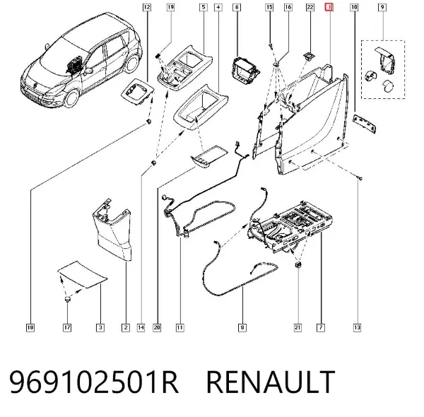 Consola de painel de controlo central 969102501R Renault (RVI)