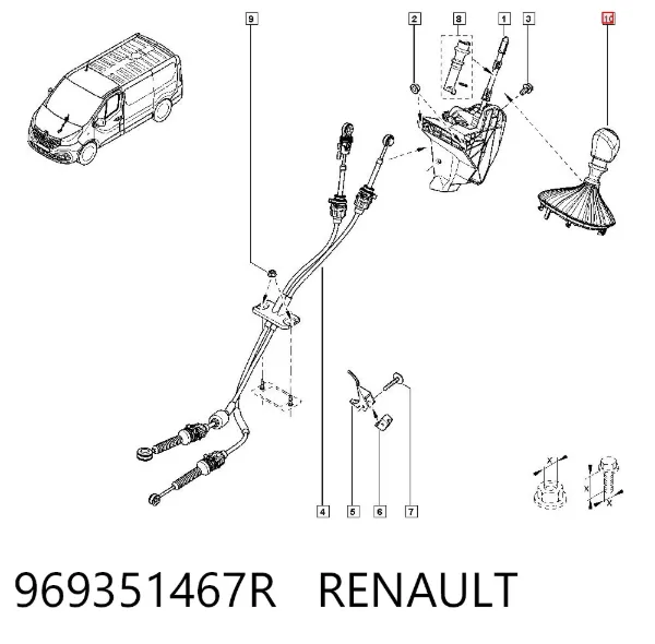 Cabo da avalanca da Caixa de Mudança 969351467R Renault (RVI)