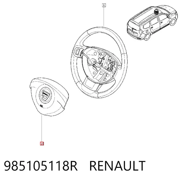 Cinto de segurança (AIRBAG) de condutor 985105118R Renault (RVI)