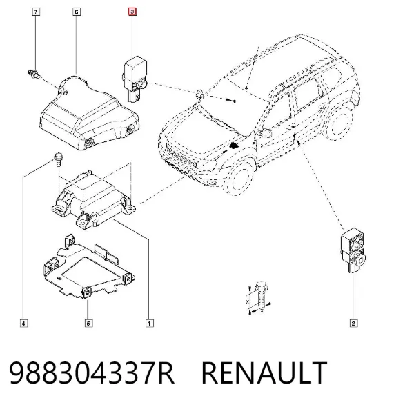 Sensor AIRBAG dianteiro 988304337R Renault (RVI)