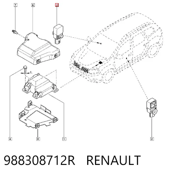 Sensor AIRBAG dianteiro 988308712R Renault (RVI)