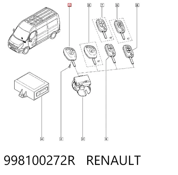 Chave de fecho de ignição 998100272R Renault (RVI)