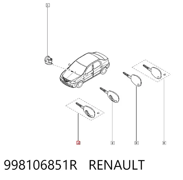 Unidade de imobilizador na chave 998106851R Renault (RVI)