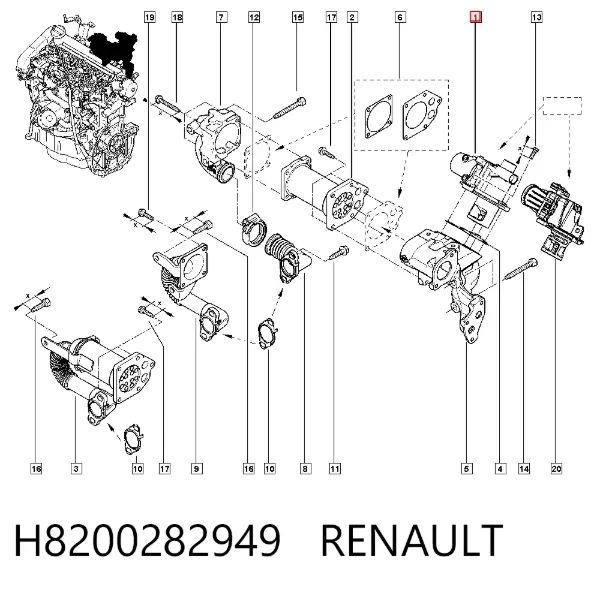 Válvula EGR de recirculação dos gases H8200282949 Renault (RVI)