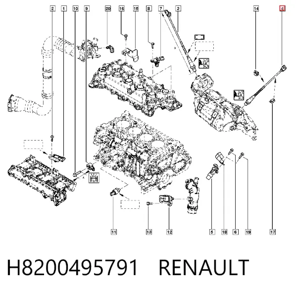 Sonda lambda, sensor de oxigênio depois de catalisador H8200495791 Renault (RVI)