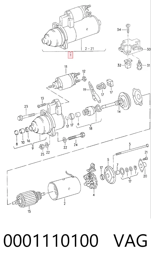 Motor de arranco 0001110100 VAG