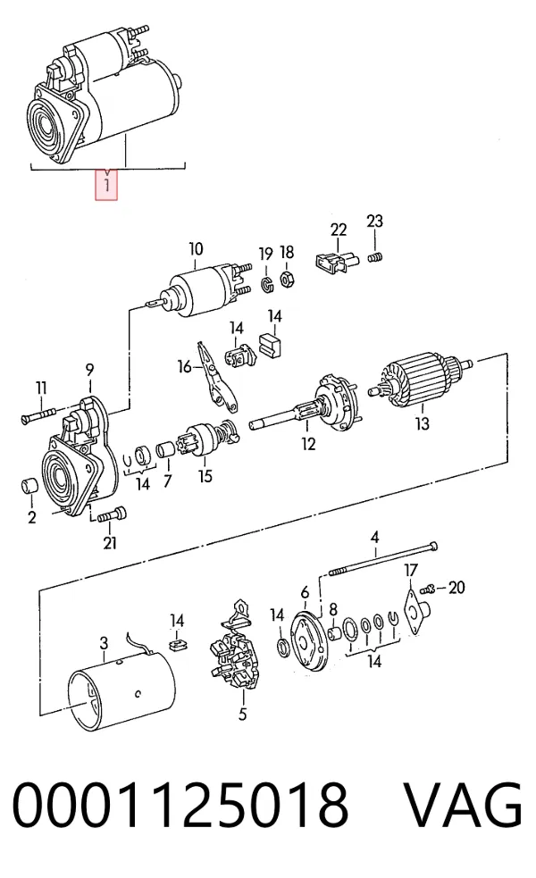 Motor de arranco 0001125018 VAG