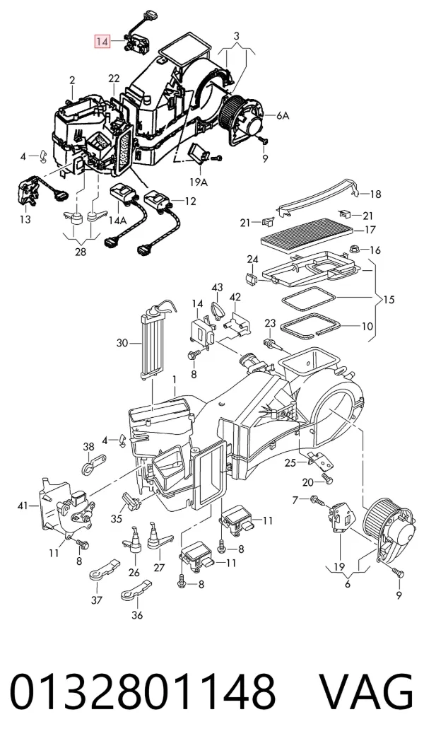 Motor de comporta de recirculação de ar 0132801148 VAG