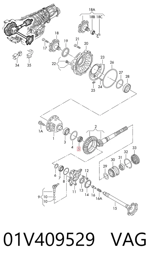 Bucim da Caixa Automática de Mudança (de árvore de saída/secundária) 01V409529 VAG