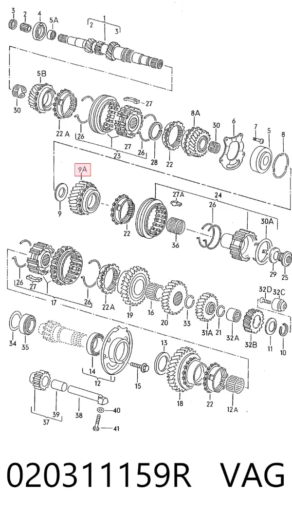 Roda dentada propulsionada de 5ª velocidade 020311159R VAG