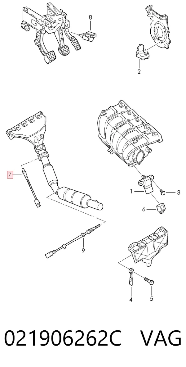 Sonda lambda, sensor de oxigênio depois de catalisador 021906262C VAG