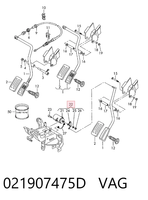 Sensor de posição de pedal de acelerador (de gás) 021907475D VAG