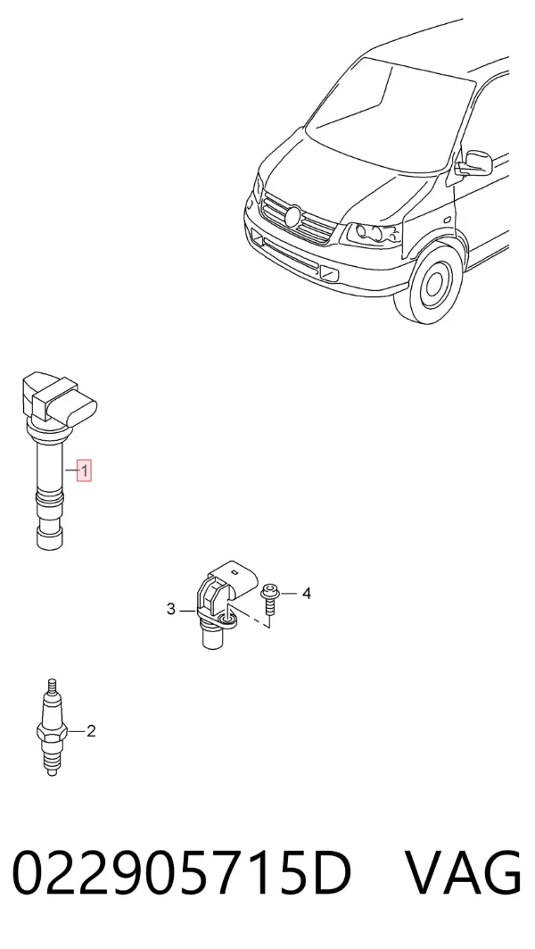 Bobina de ignição 022905715D VAG