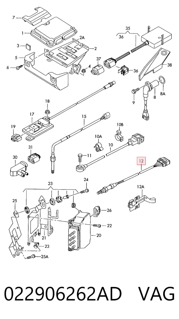 Sonda lambda, sensor de oxigênio até o catalisador 022906262AD VAG