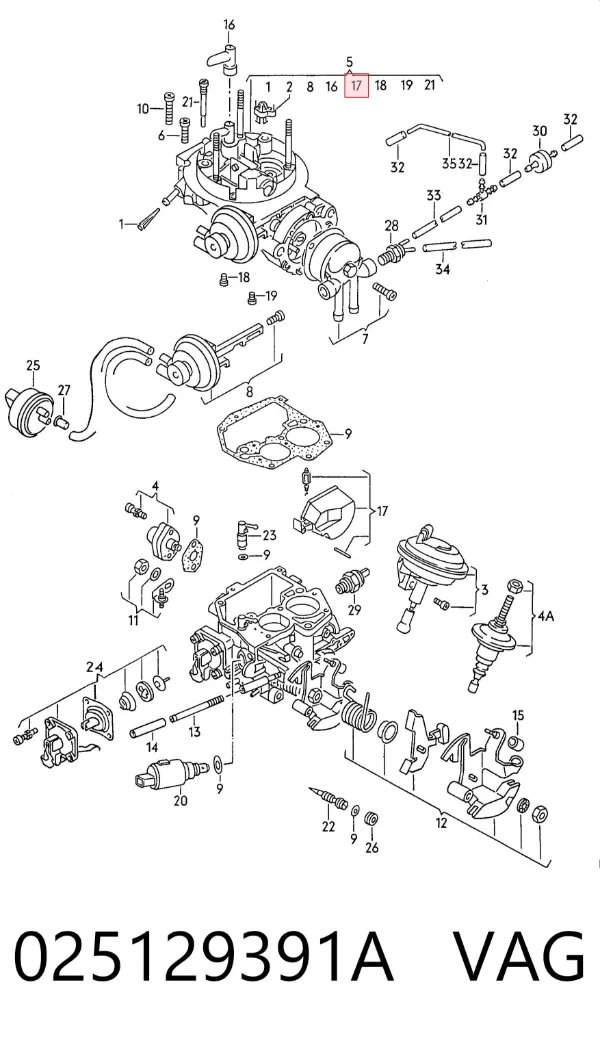 Kit de reparação de carburador 025129391A VAG