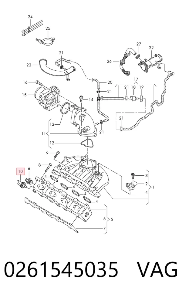 Sensor de pressão de combustível 0261545035 VAG