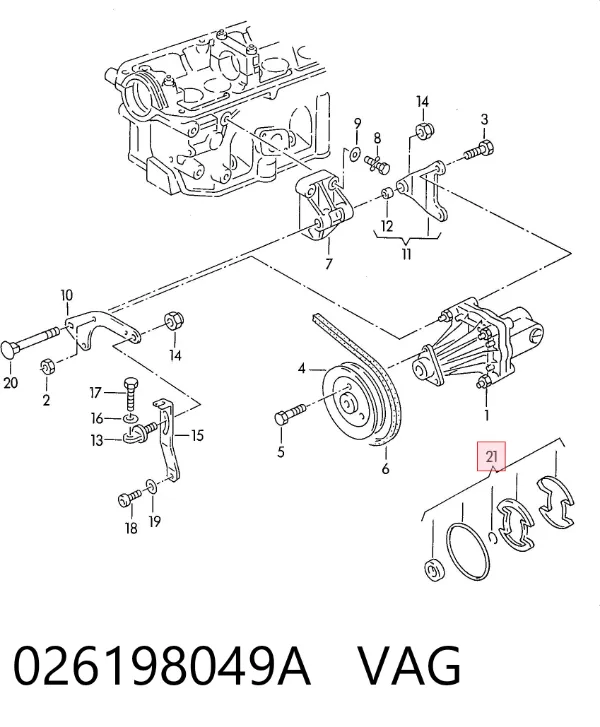 Kit de reparação da bomba da Direção hidrâulica assistida 026198049A VAG
