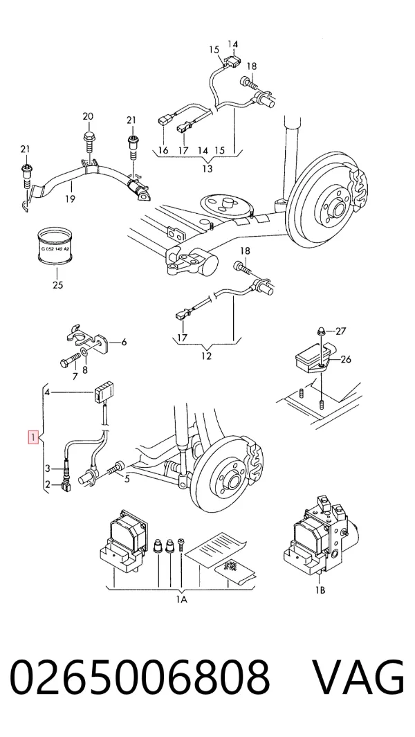 Sensor dianteiro de ABS 0265006808 VAG