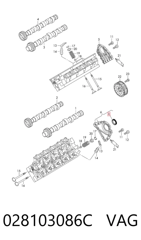Vedação da árvore distribuidora de motor Audi A8 D3