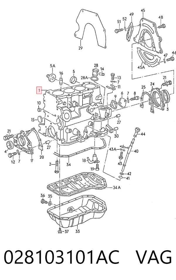 Bloco de cilindros de motor 028103101AC VAG