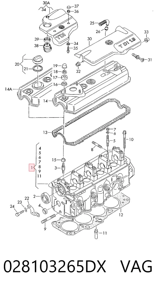 Cabeça de motor (CBC) 028103265DX VAG