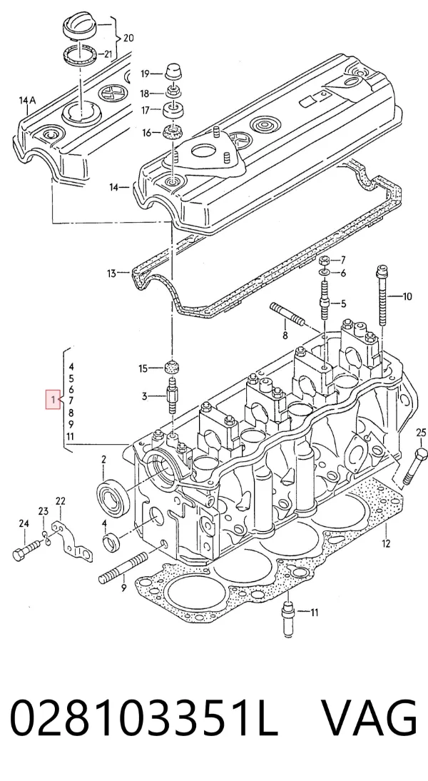 Cabeça de motor (CBC) 028103351L VAG