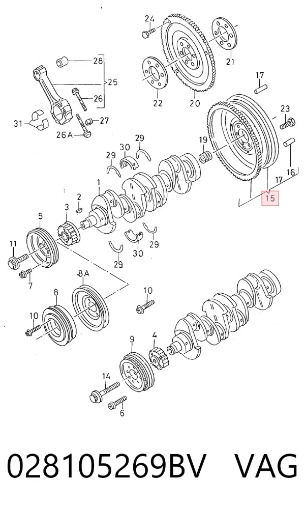 Volante de motor 028105269BV VAG