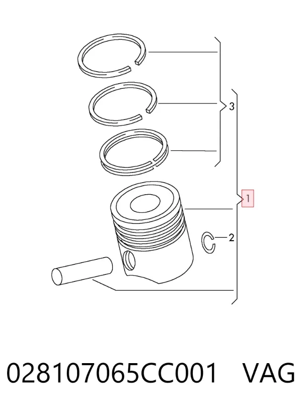 Pistão do kit para 1 cilindro, STD 028107065CC001 VAG