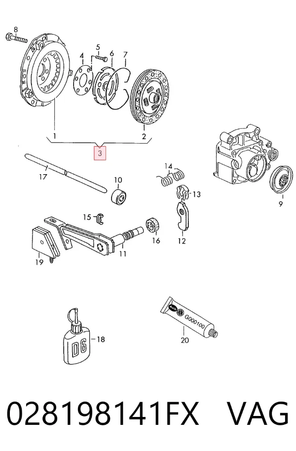 Kit de embraiagem (3 peças) 028198141FX VAG