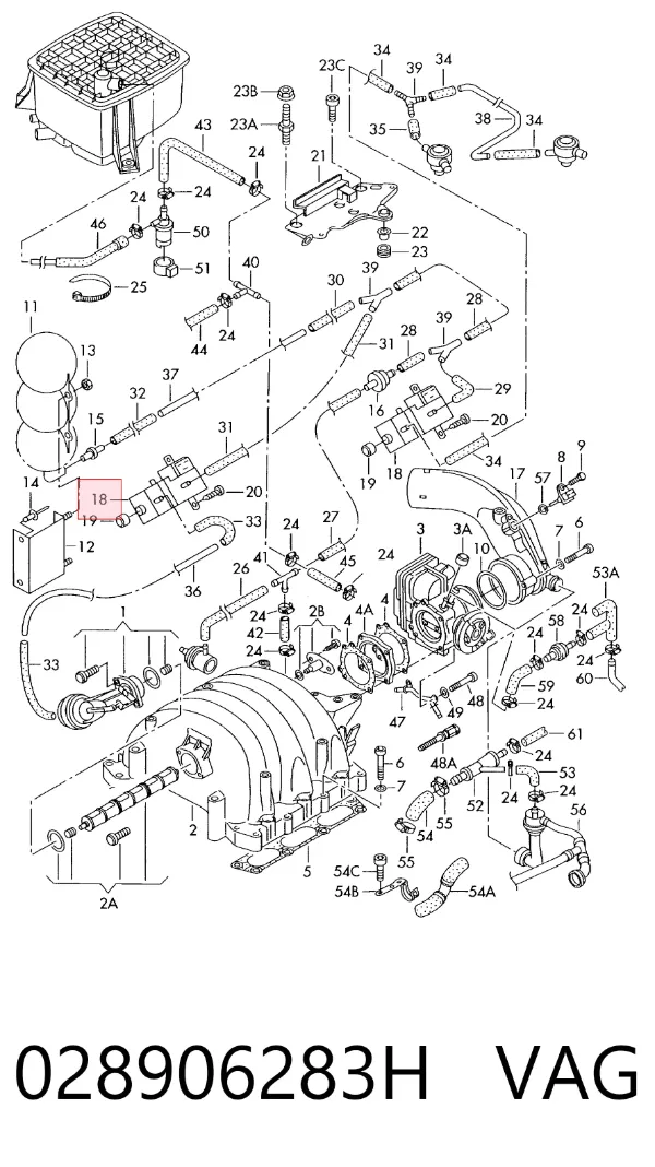 Válvula solenoide de controlo de comporta de ar secundário 028906283H VAG