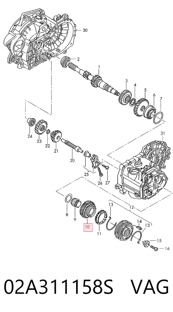 Roda dentada propulsionada de 5ª velocidade 02A311158S VAG